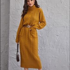 NEW Yellow Turtleneck Sweater dress.